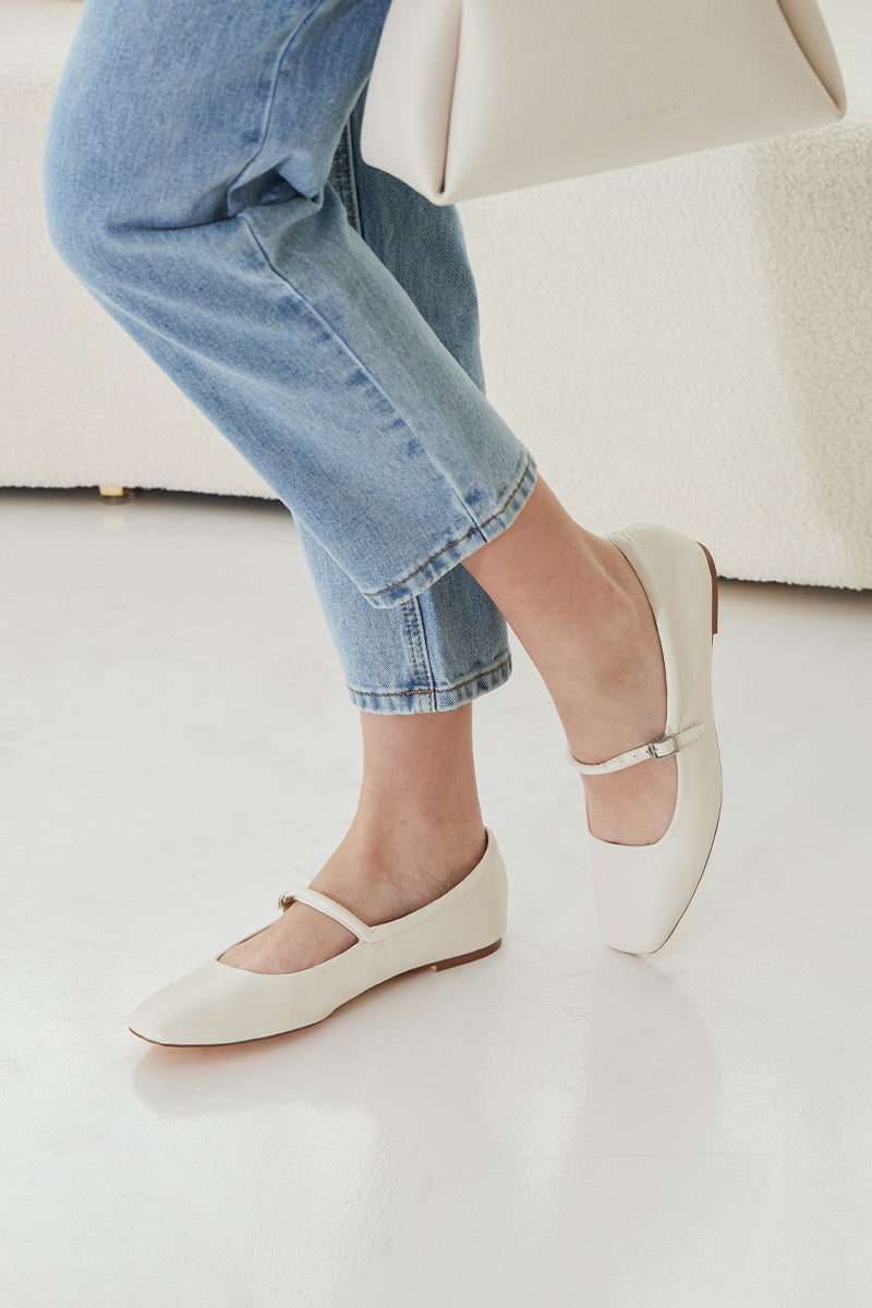 Adoria Maryjane Flats in Cream - Image 3