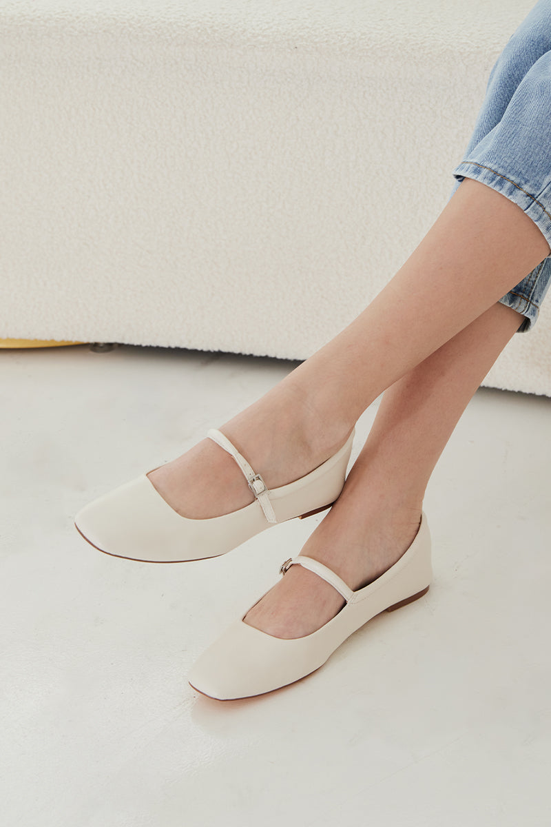 Adoria Maryjane Flats in Cream - Image 6