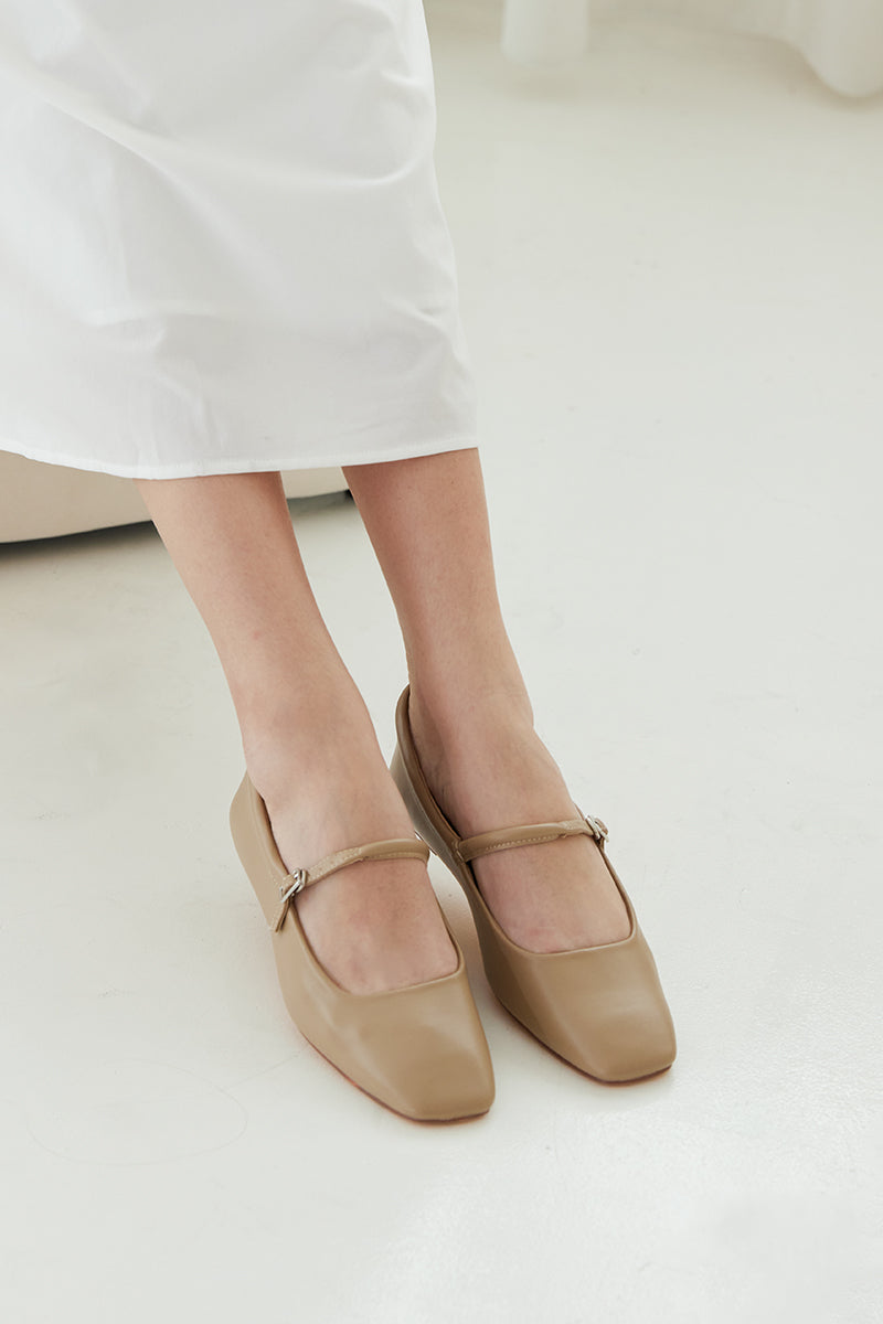 Adoria Maryjane Flats in Taupe - Image 6