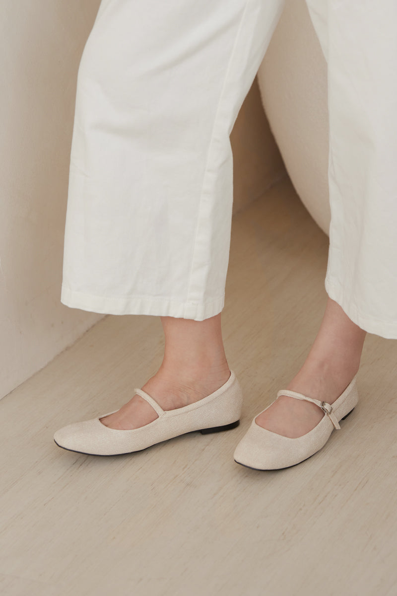 Adoria Maryjane Flats in Waterproof Linen - Image 3