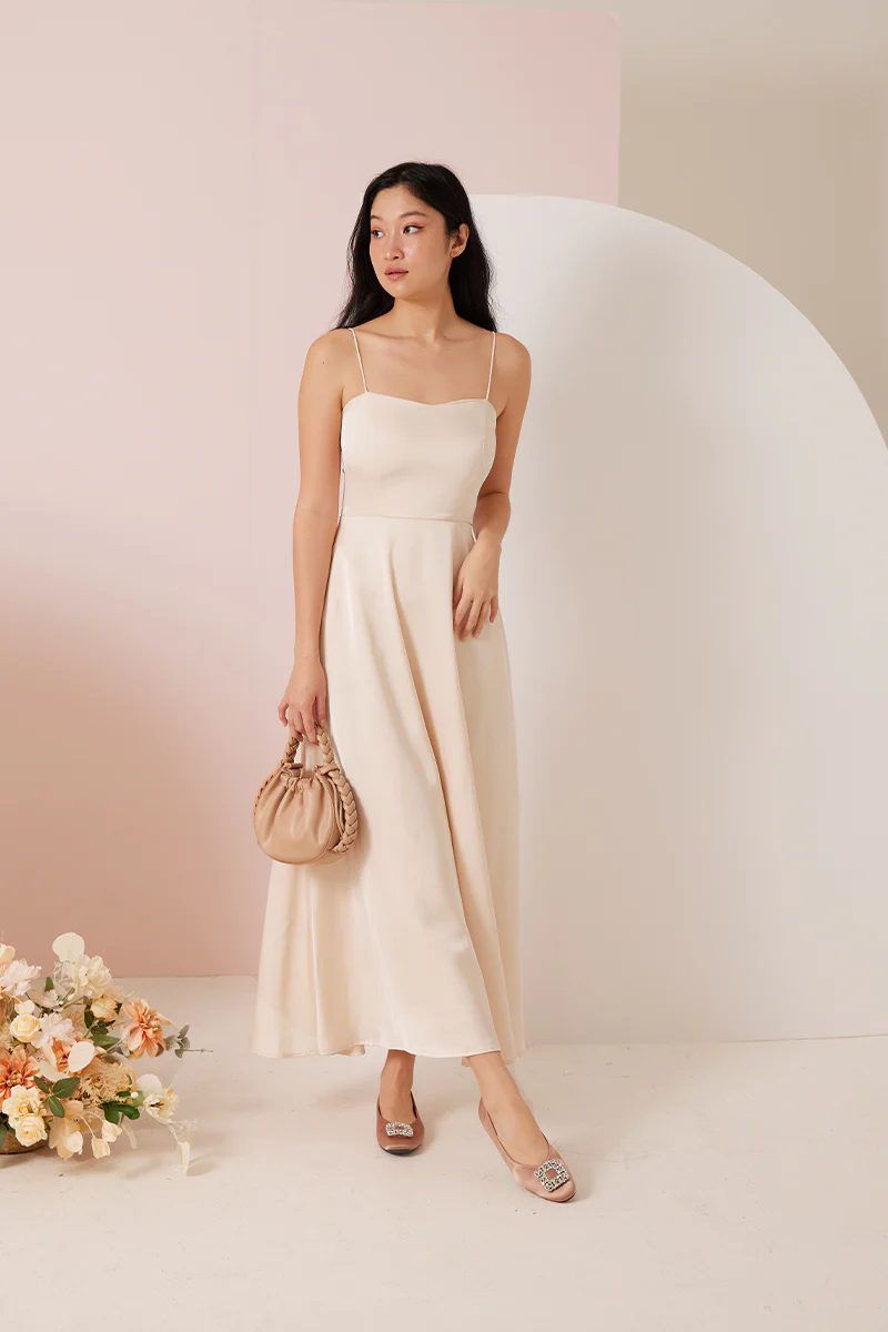 Alix Crystal Embellished Satin Flats in Rose Nude - Image 3