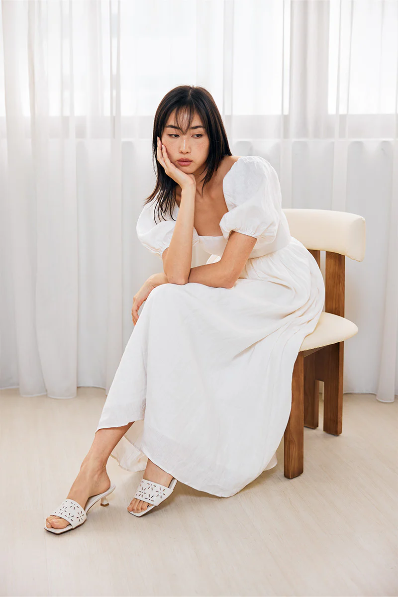 Alize Embroidered Kitten Heels in Cream - Image 4