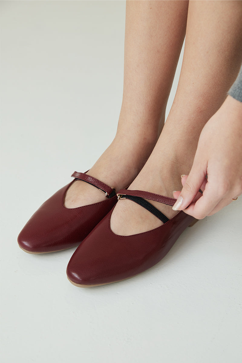 Allegro Calf Leather Maryjane Flats in Wine - Image 3