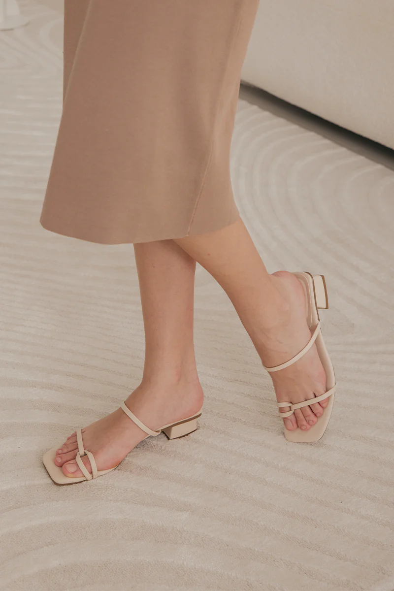 Amber Strappy Heels in Chalk - Image 7