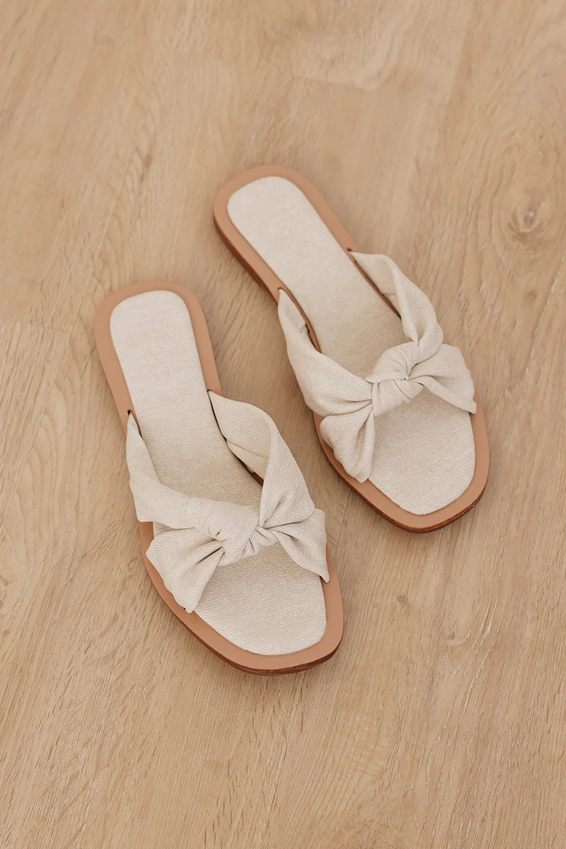 Arielle Knotted Sliders in Waterproof Linen - Image 3