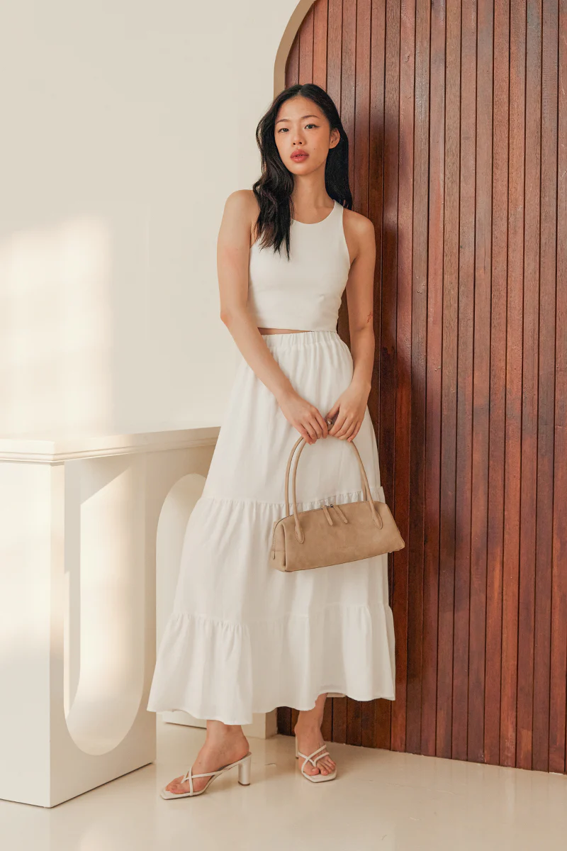 Arya Strappy Block Heels in Waterproof Linen