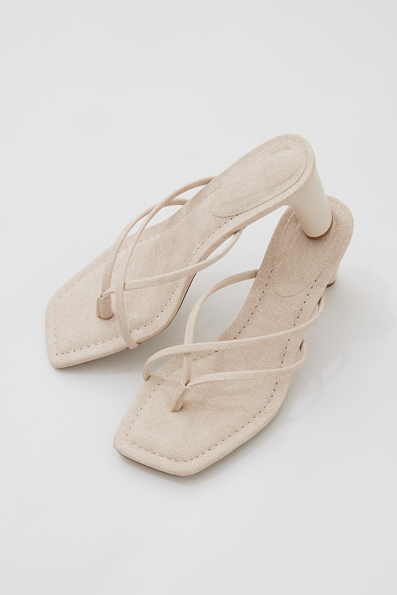 Arya Strappy Block Heels in Waterproof Linen - Image 5