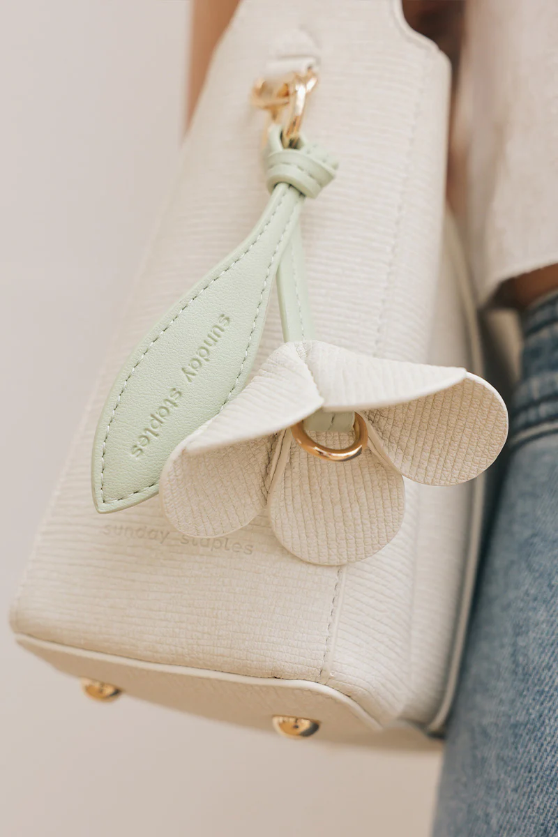 Athens Flower Keychain in Textured Cream - Image 2