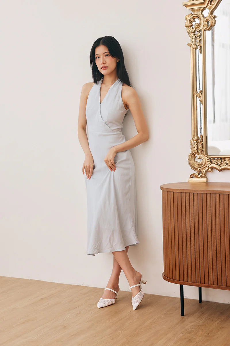 Aveline Embroidered Kitten Heels in White - Image 3