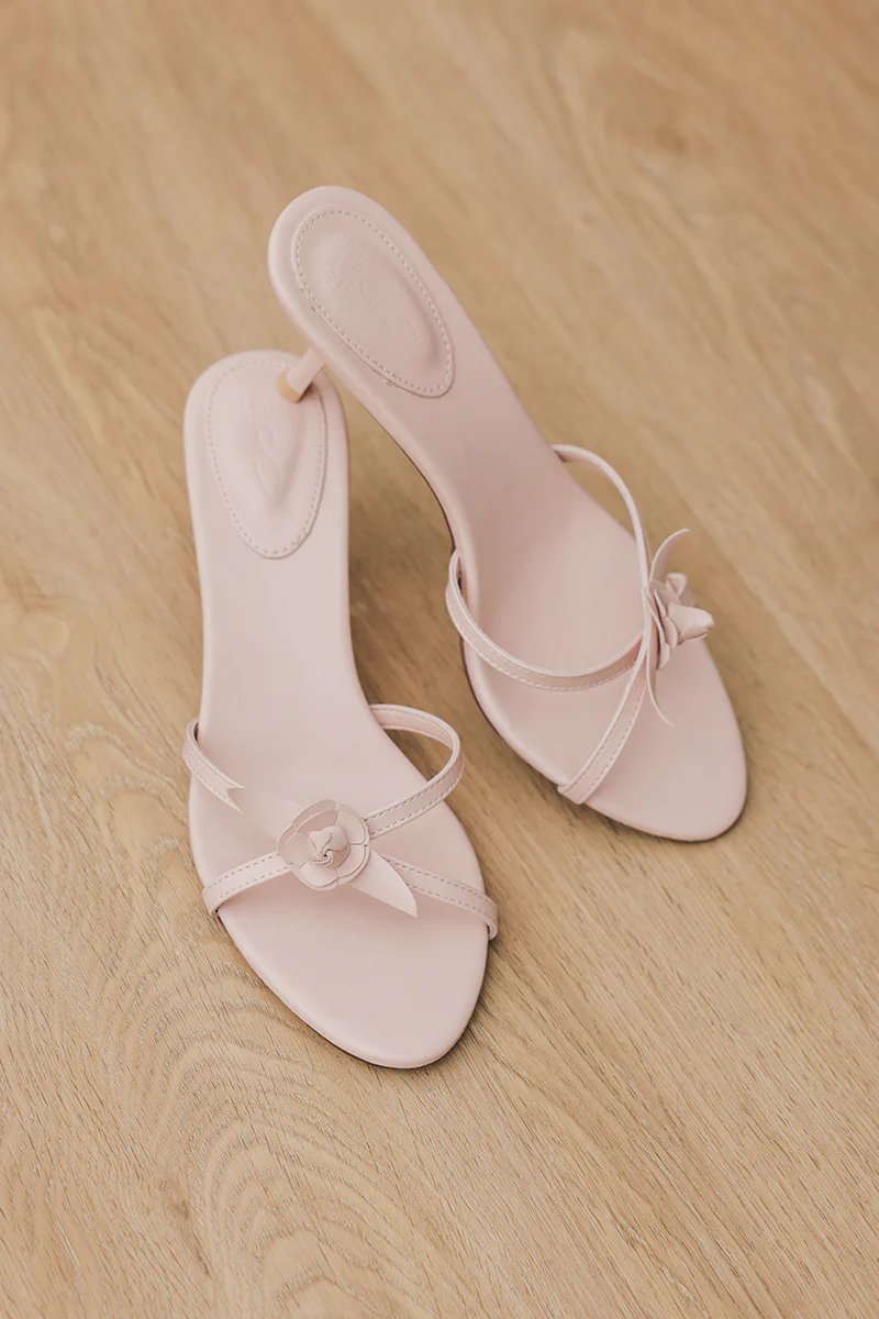 Aven Floral Cut-out Heels in Blush Pink - Image 6