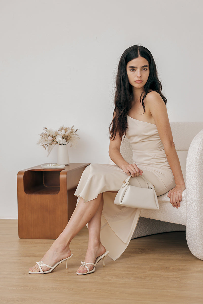 Aven Floral Cut-out Heels in Cream - Image 3