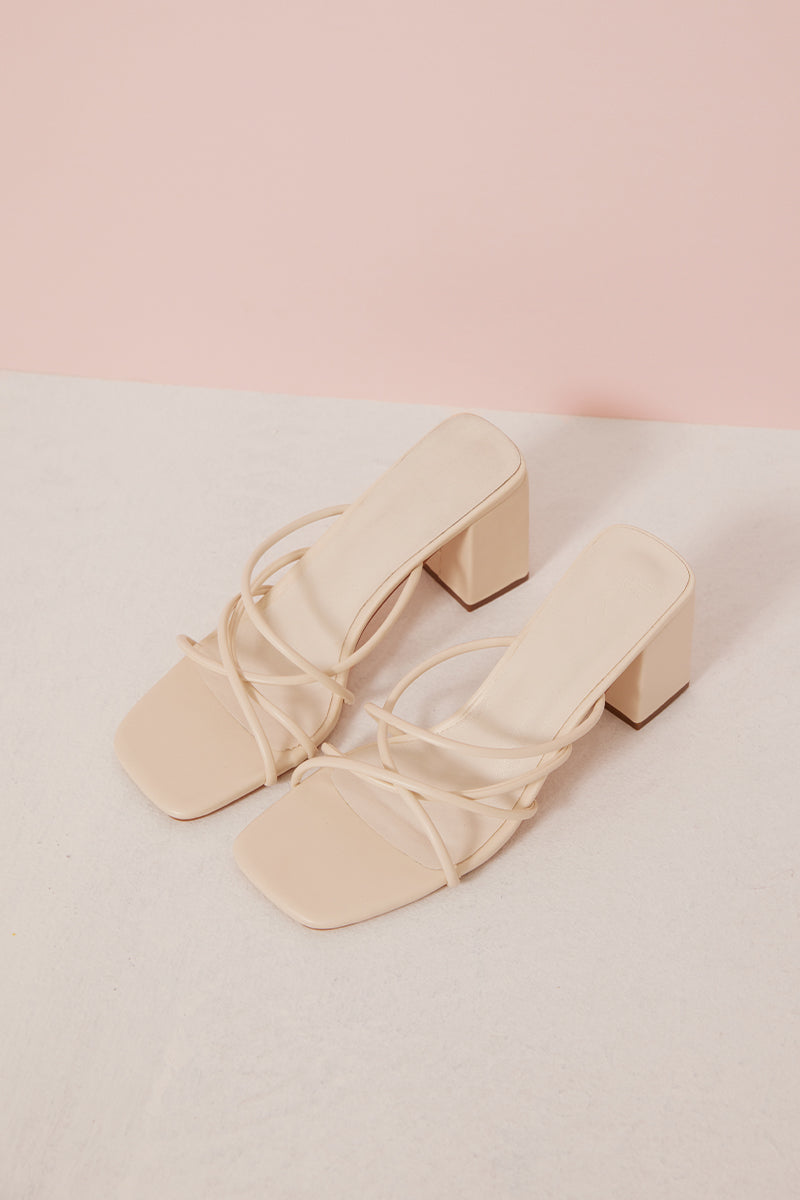Avenue Strappy Block Heels in Ivory - Image 7