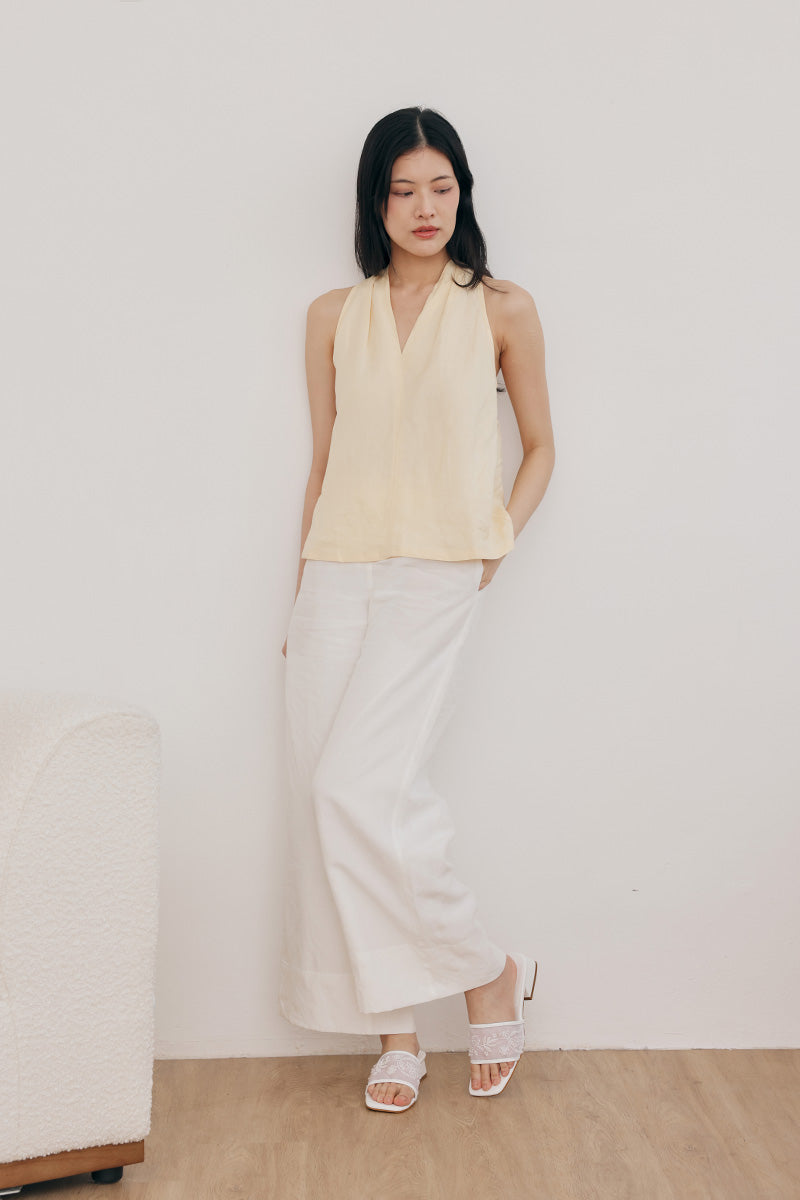Azure Embroidered Mesh Sliders in Cream - Image 6