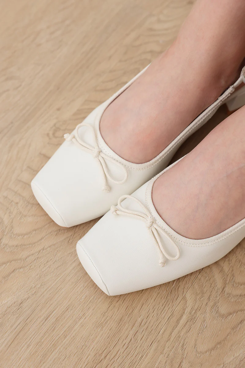 Belle Bow Slingback Flats in Cream - Image 7