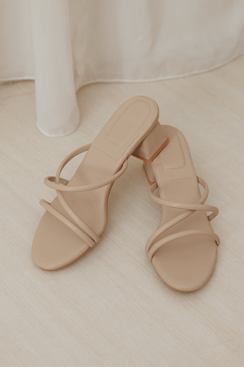Bessie Strappy Heels in Greige - Image 2