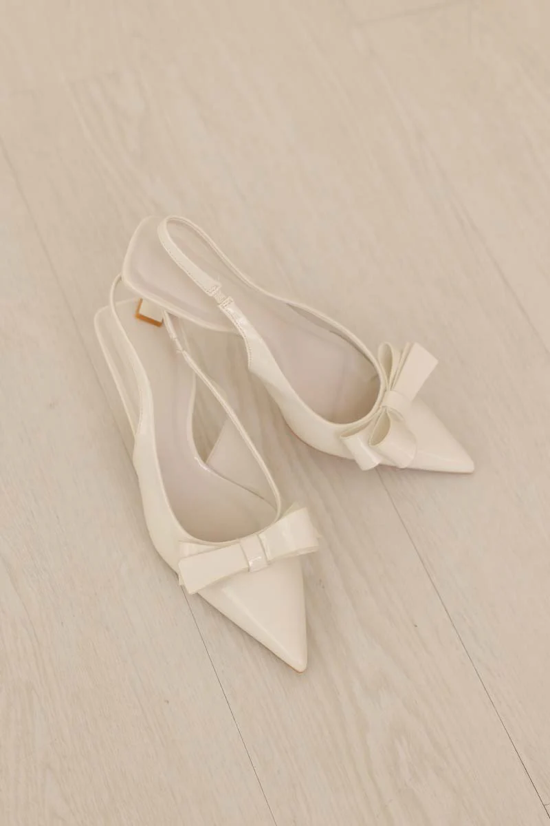 Blaire Bow Slingback Heels in Cream - Image 4