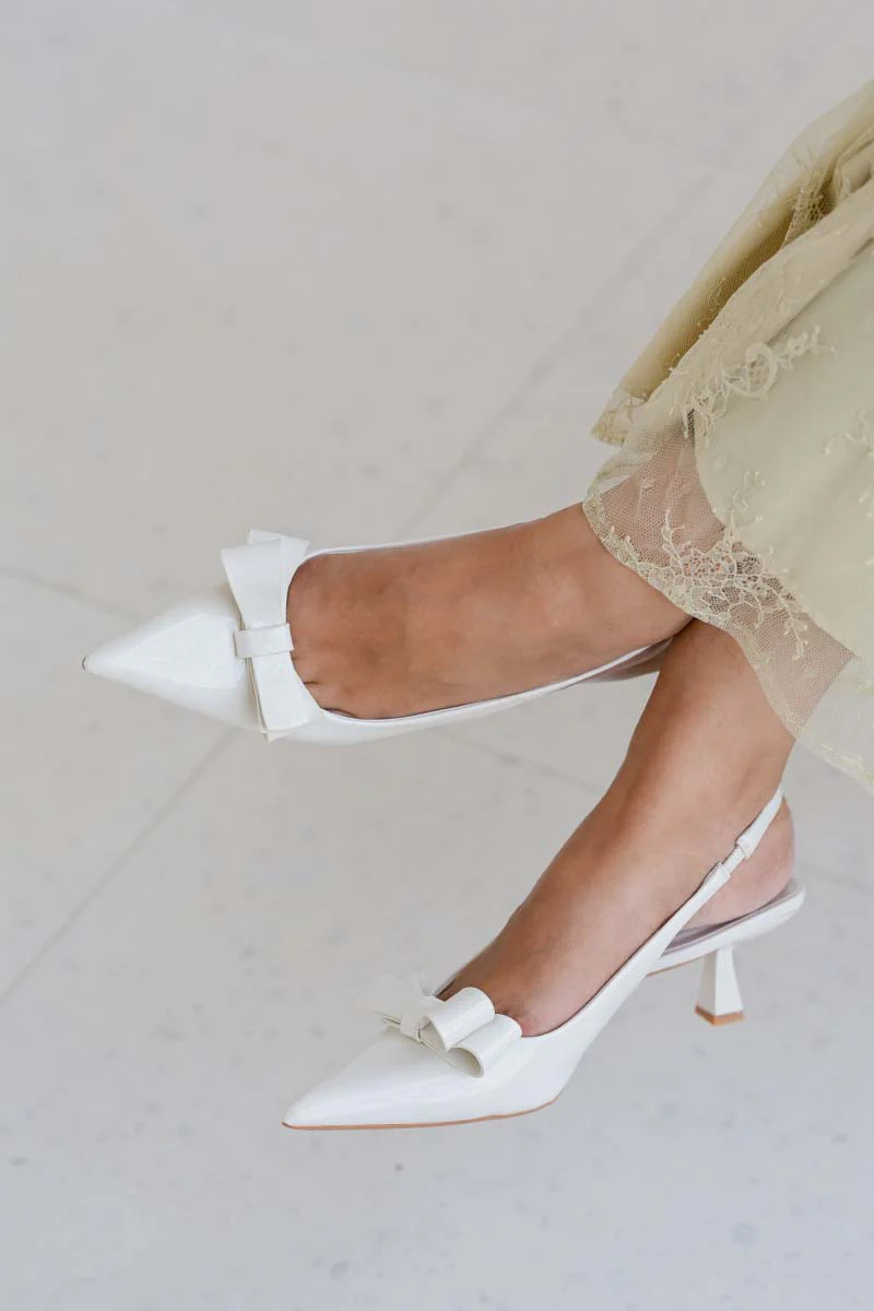 Blaire Bow Slingback Heels in Cream - Image 6