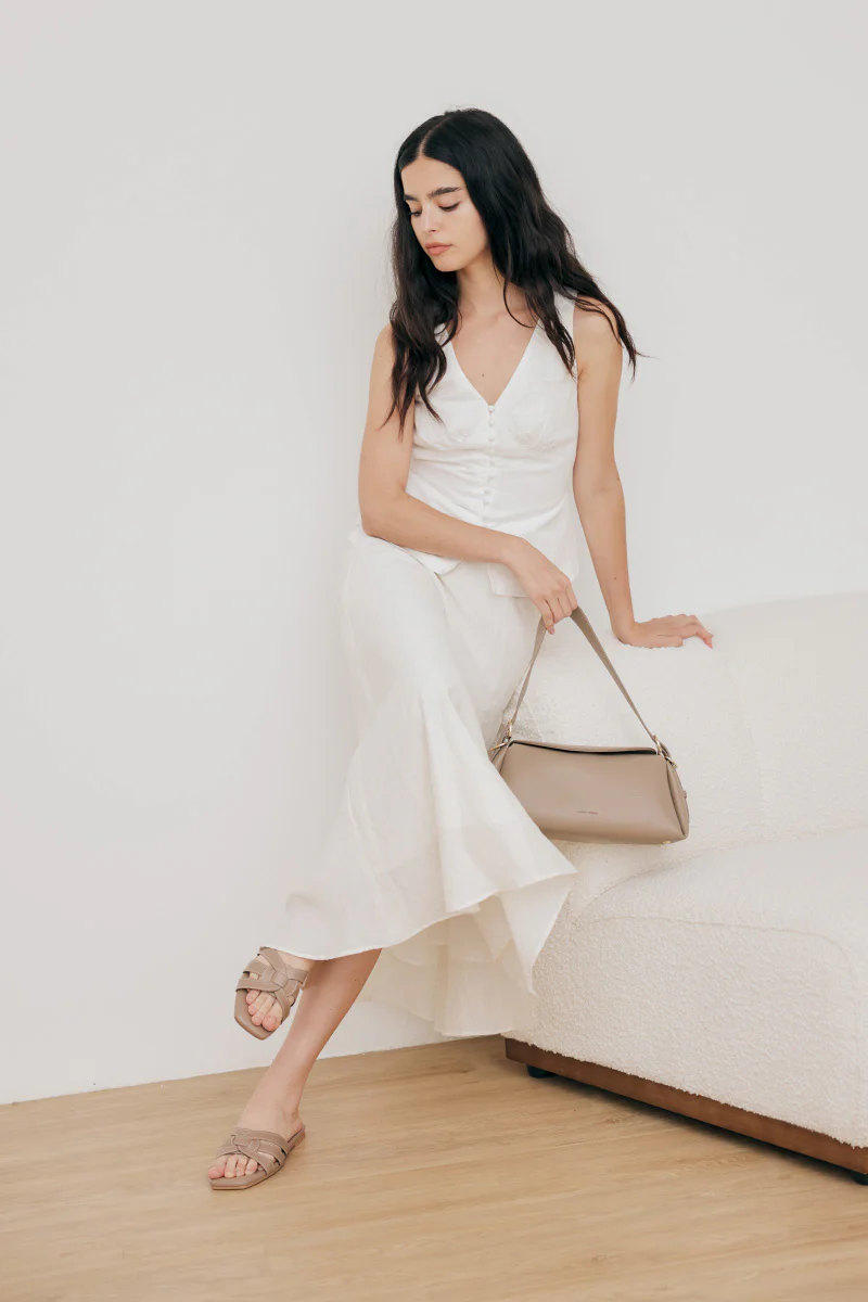 Bonita Contrast Stitching Sliders in Taupe - Image 3