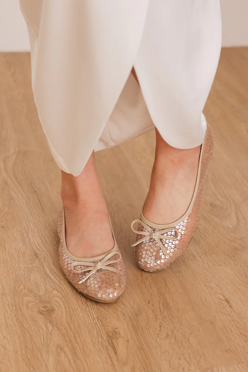 Bree Sequin Flats in Beige - Image 2