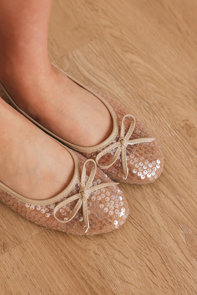 Bree Sequin Flats in Beige - Image 3