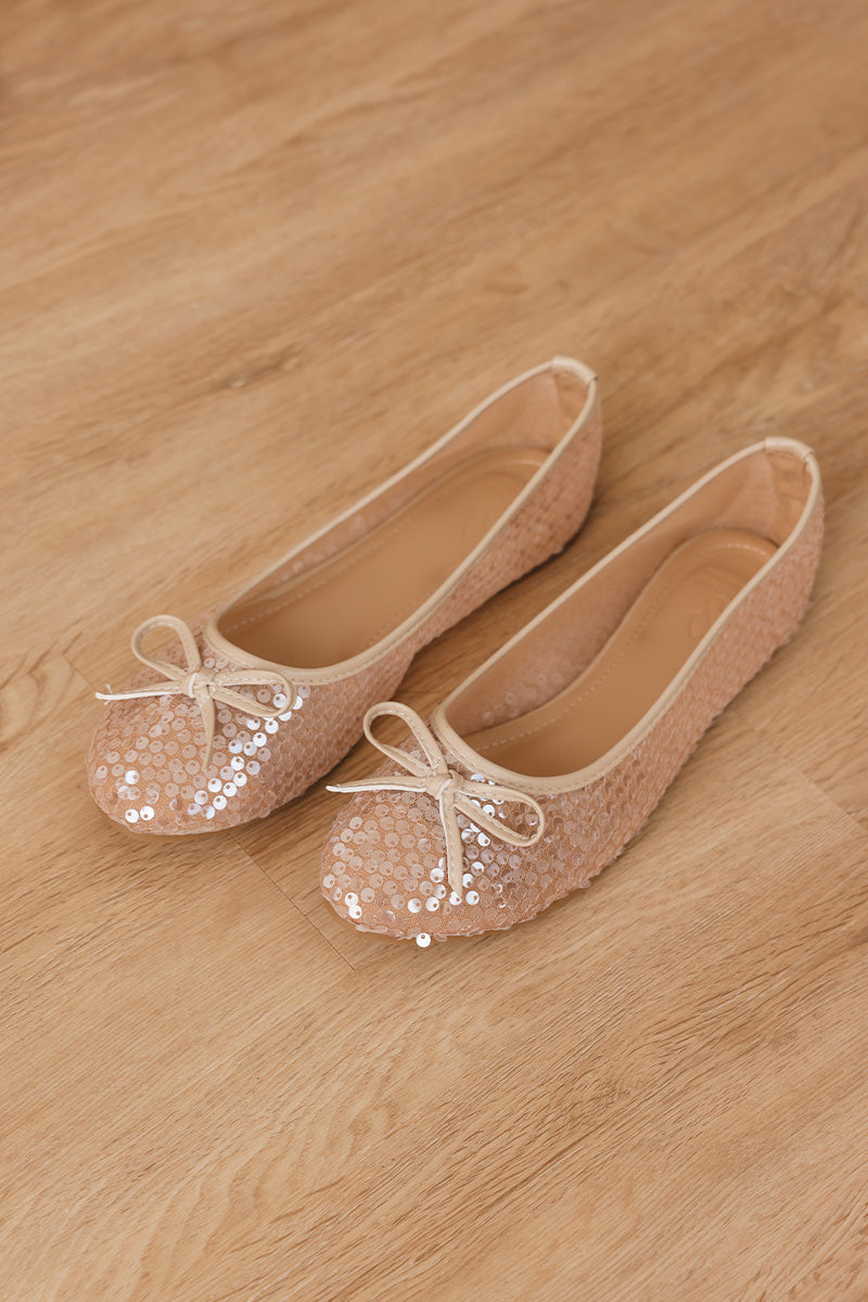 Bree Sequin Flats in Beige - Image 6