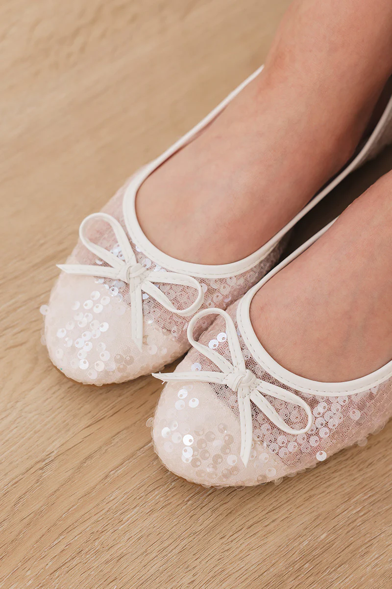 Bree Sequin Flats in White - Image 4