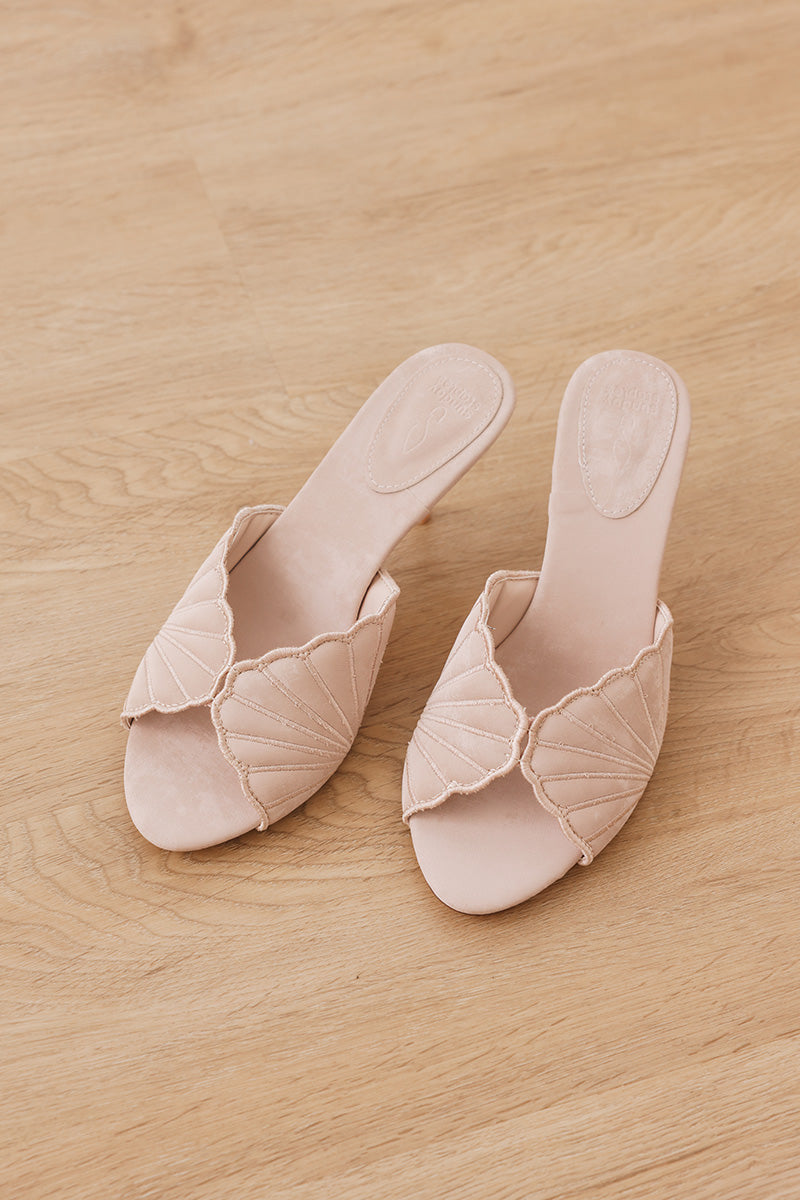 Brisa Embroidered Heels in Pink Waterproof Satin - Image 4