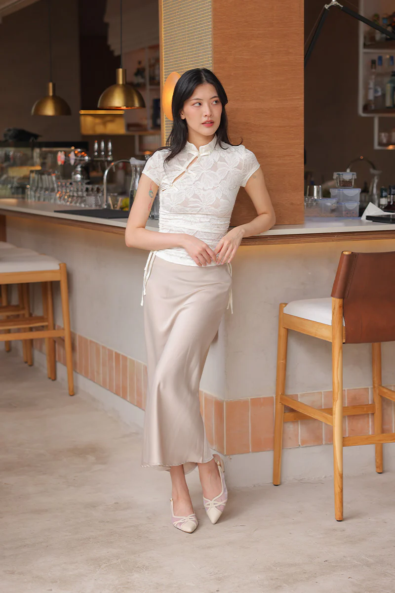 Calista Mesh Slingback Flats in Cream