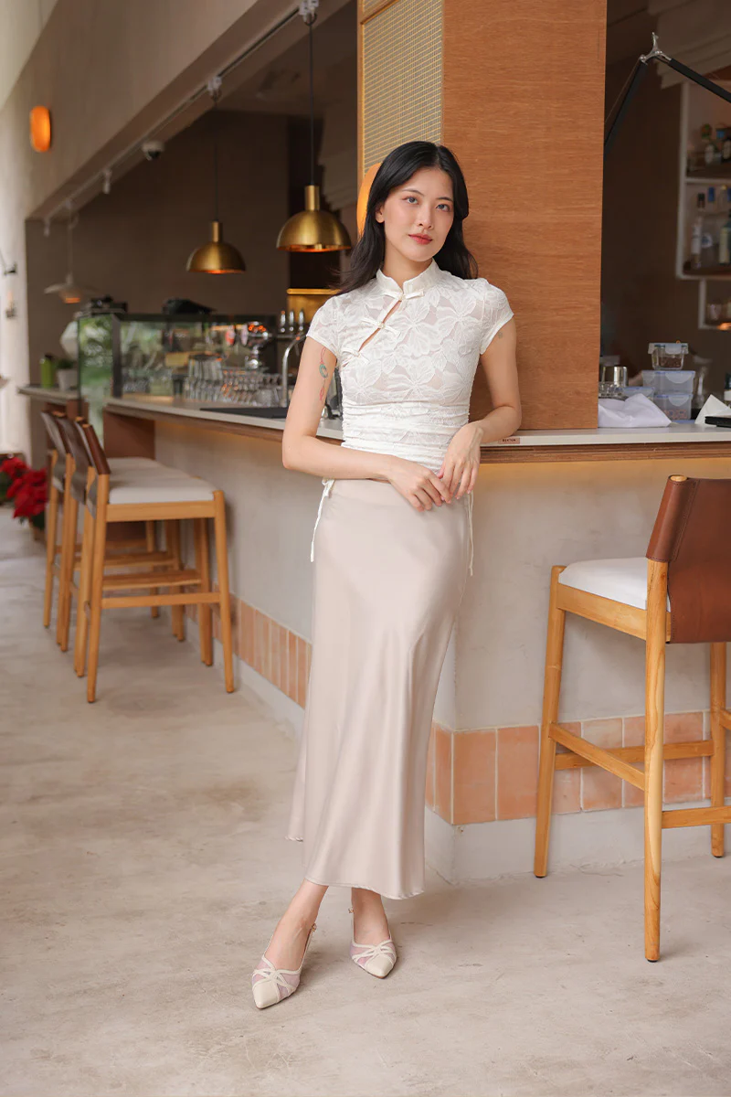 Calista Mesh Slingback Flats in Cream - Image 2