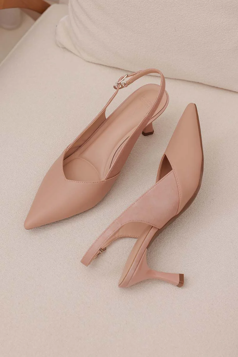 Calora Duo-tone Slingback Heels in Rose