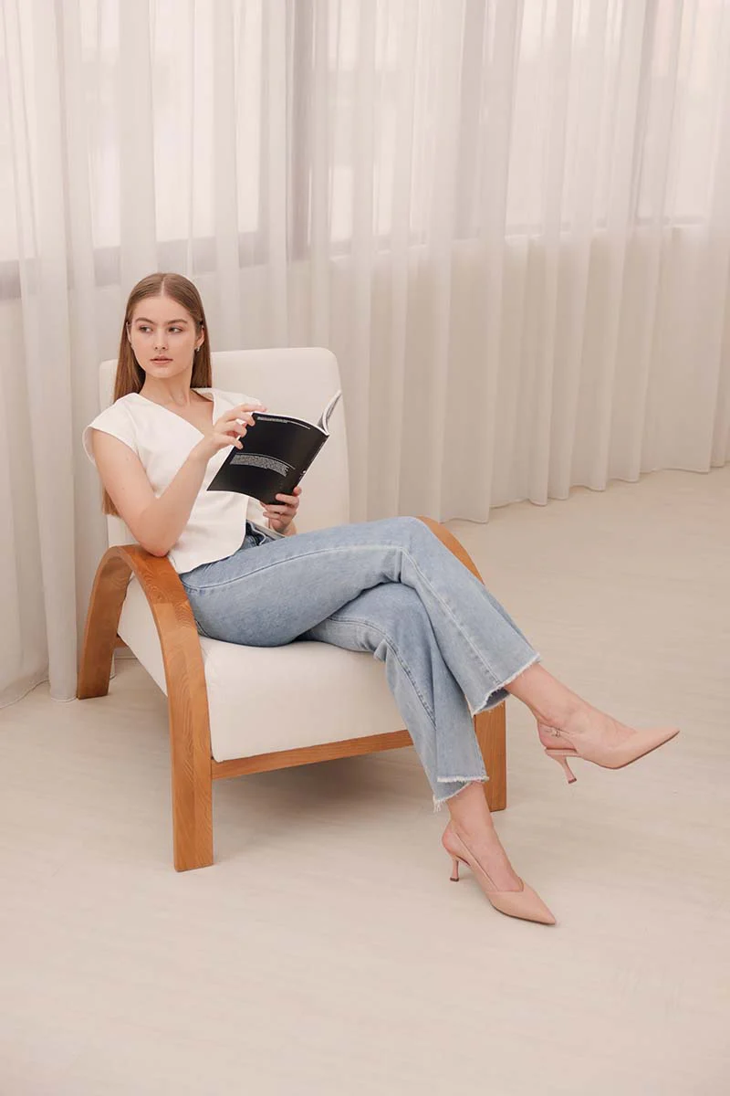 Calora Duo-tone Slingback Heels in Rose - Image 2