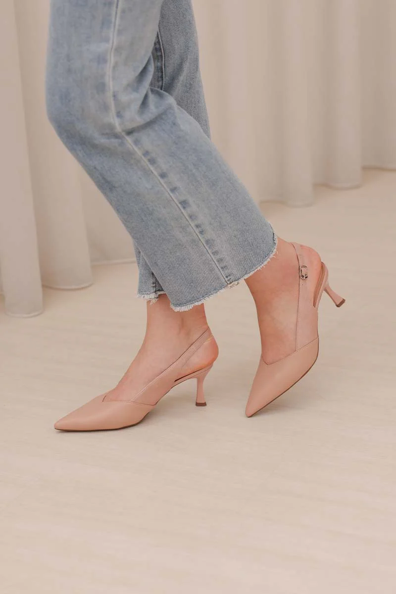 Calora Duo-tone Slingback Heels in Rose - Image 3