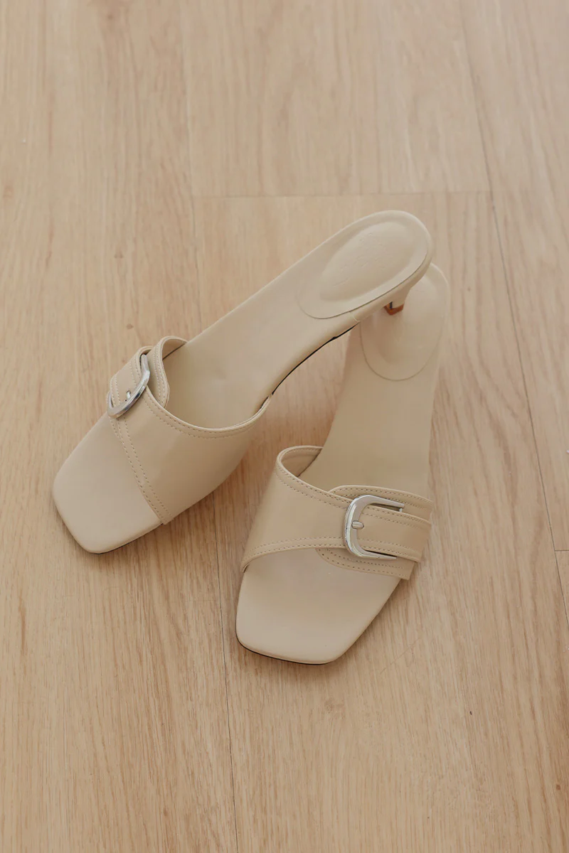 Calysse Buckle Kitten Heels in Nude - Image 6