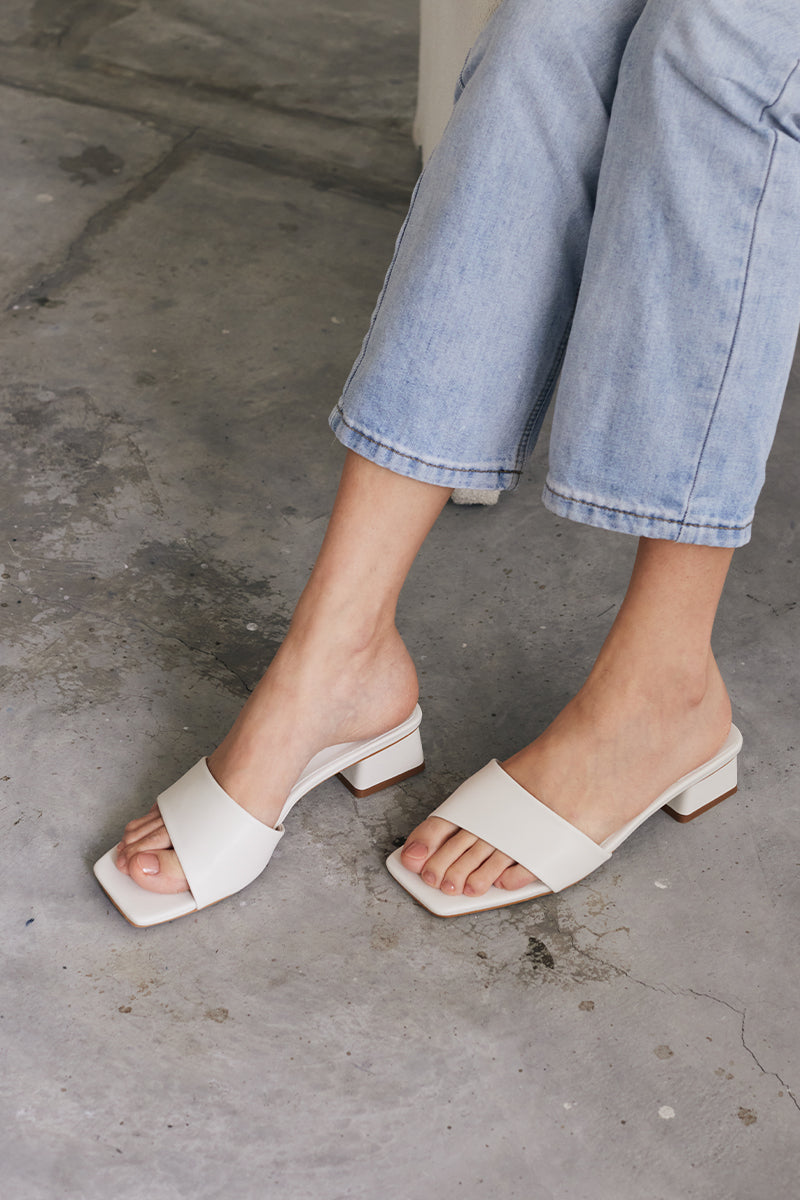Carly Irregular Strap Heels in Ivory - Image 5