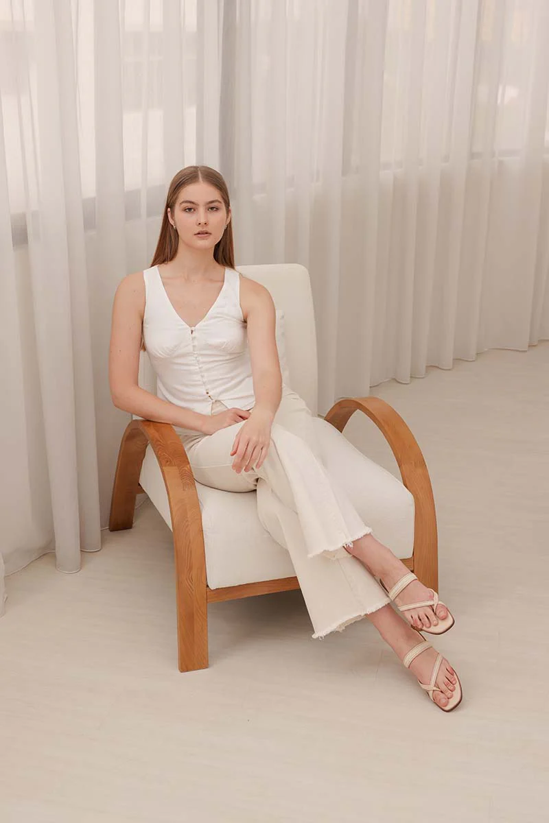 Celina Rattan Sliders in Blush - Image 2