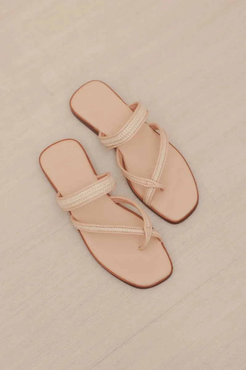Celina Rattan Sliders in Blush - Image 5
