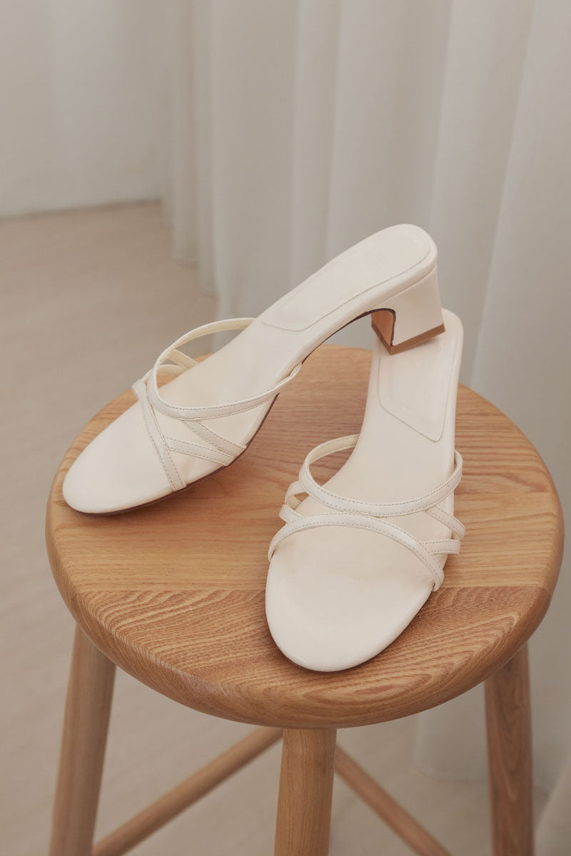 Cersei Strappy Block Heels in Cream