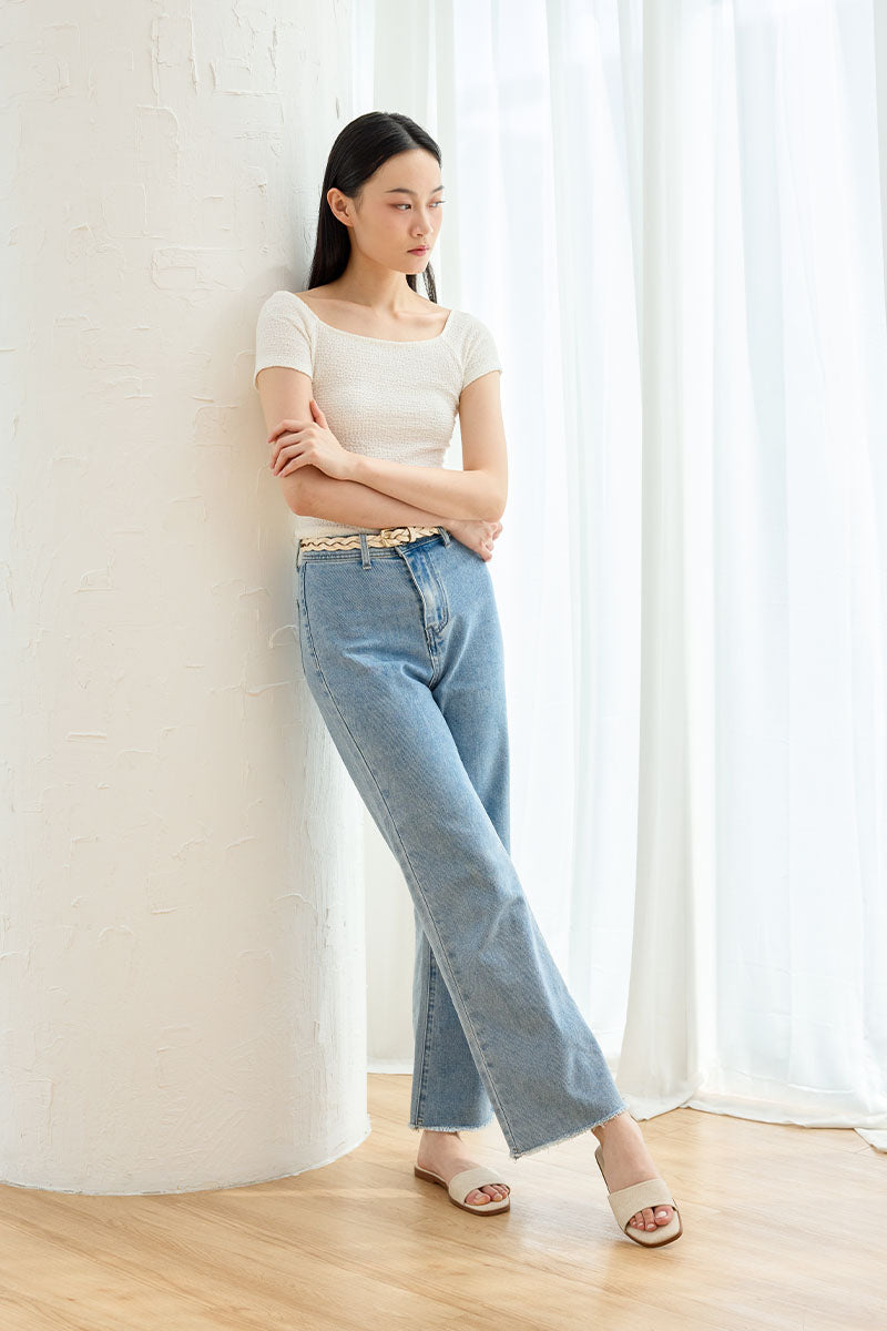 Chantal Irregular Strap Cloud Sliders in Waterproof Linen - Image 2