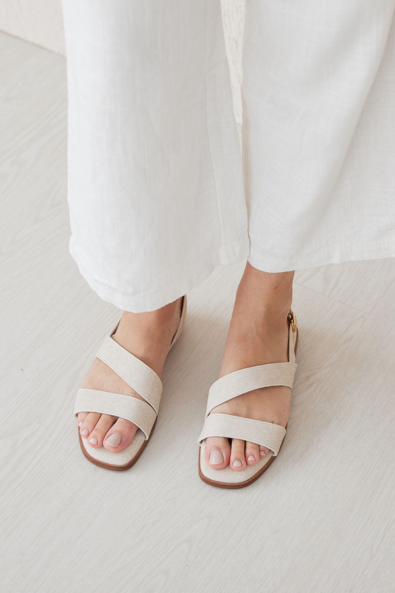 Charleey lrregular Strap Cloud Sandals in Waterproof Linen - Image 3