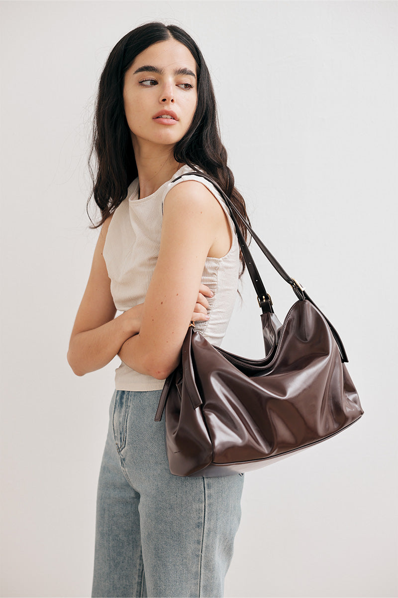 Chicago Double Handle Tote Bag in Espresso Brown - Image 2