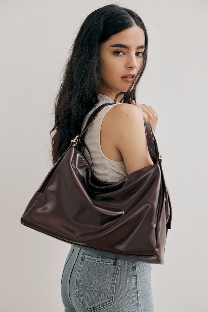 Chicago Double Handle Tote Bag in Espresso Brown - Image 3