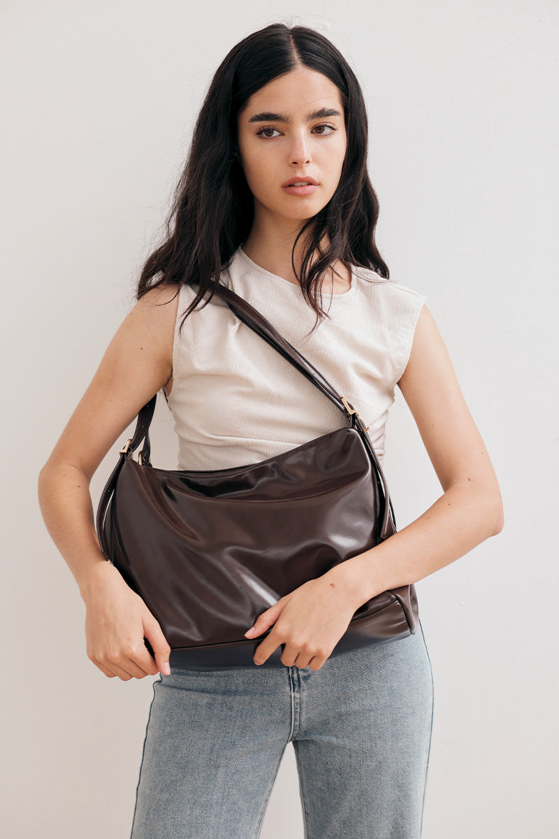 Chicago Double Handle Tote Bag in Espresso Brown - Image 4