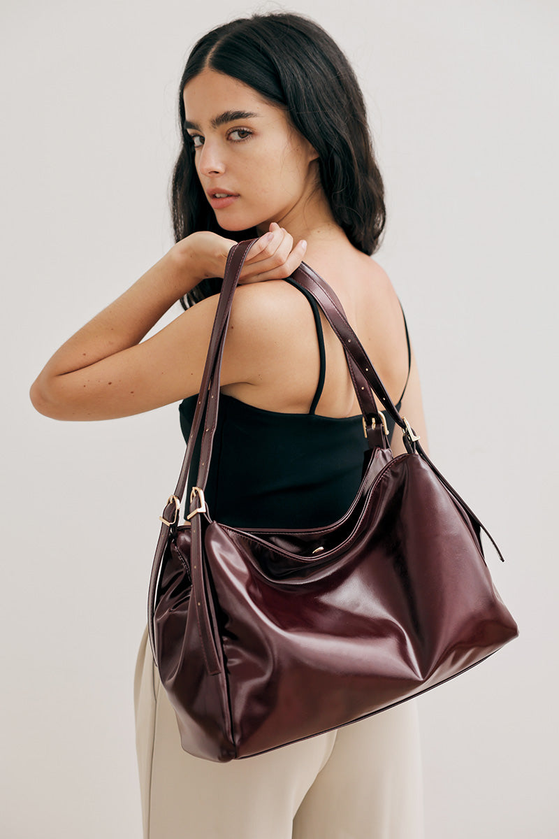Chicago Double Handle Tote Bag in Wine - Image 4