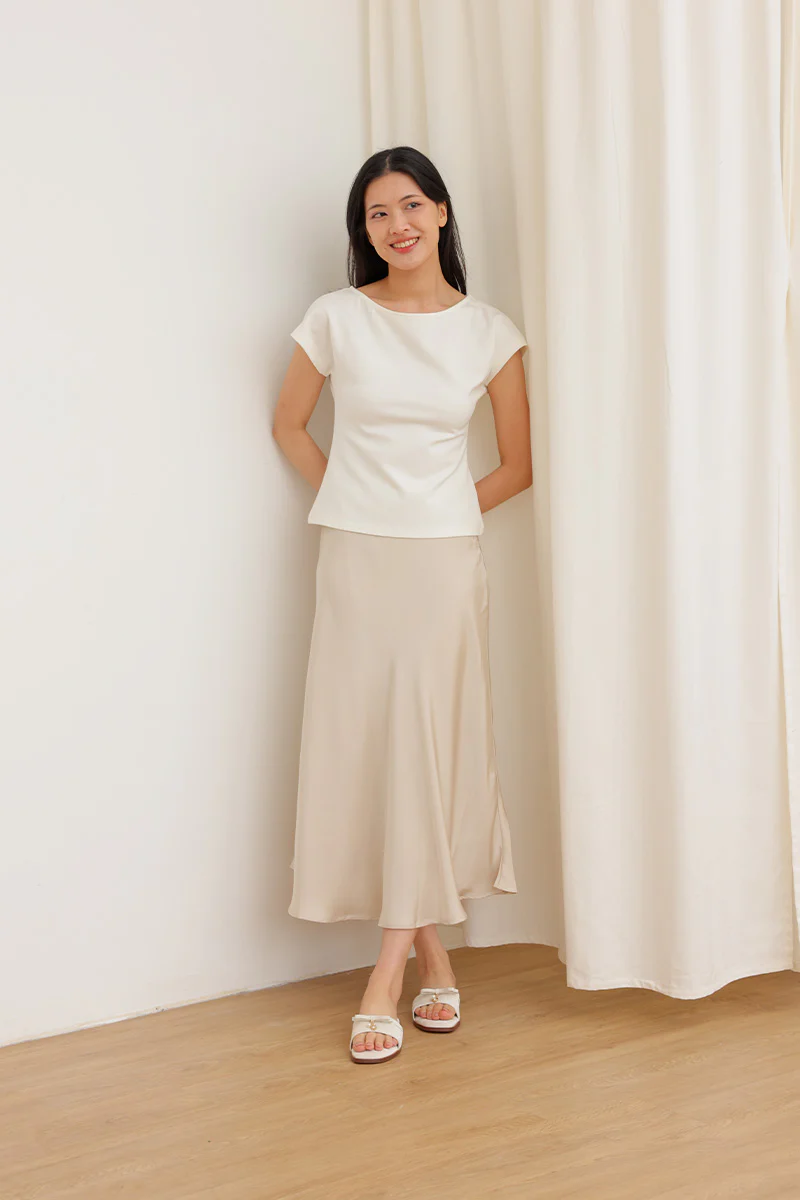 Claire Charmé Cloud Sliders in Cream Waterproof Satin - Image 2