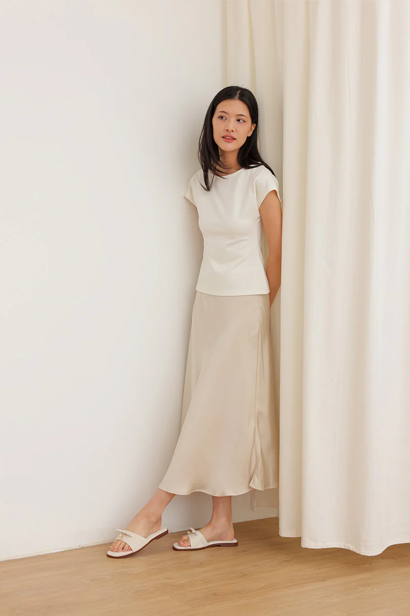 Claire Charmé Cloud Sliders in Cream Waterproof Satin - Image 3