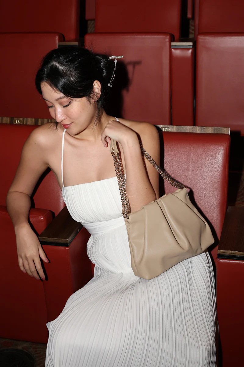 Mantou Ruched Bag in Taupe - Image 5