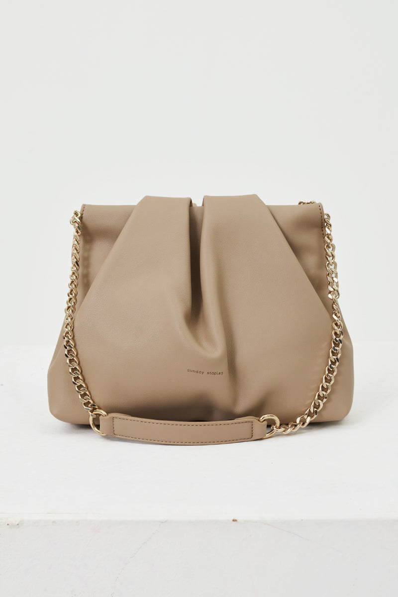 Mantou Ruched Bag in Taupe - Image 6