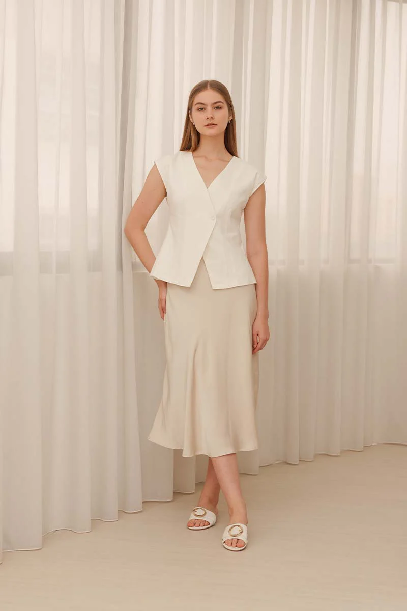 Corra Sliders in Waterproof Satin Cream - Image 6