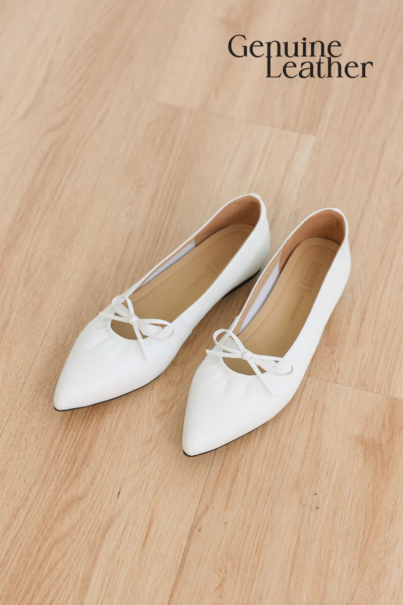 Corrine Sheep Leather Flats in Cream
