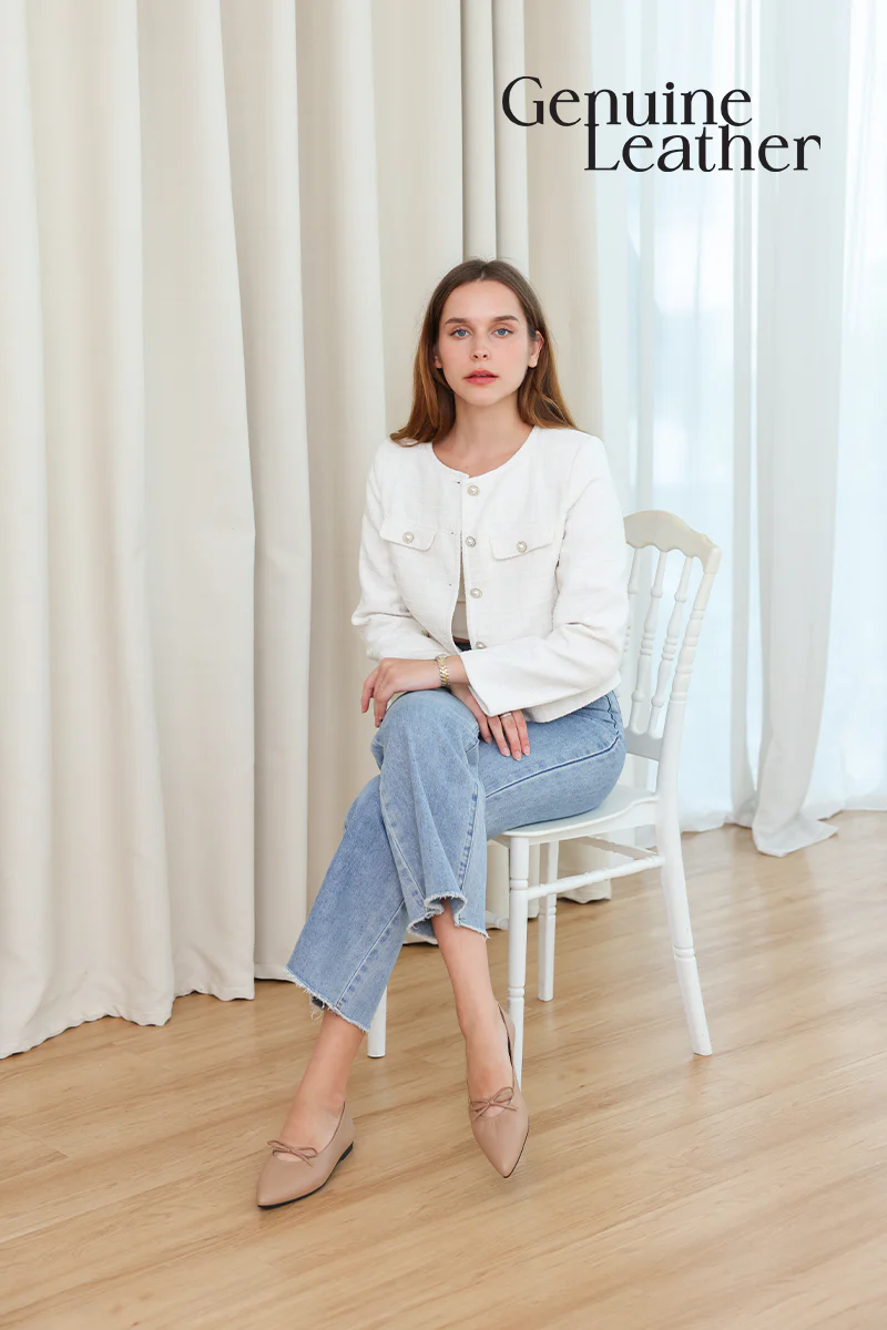 Corrine Sheep Leather Flats in Nude
